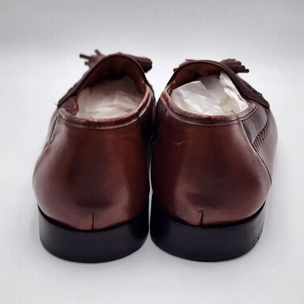 Brass Boot Mens Shoes Brown‎ 11.5 Leather Loafers Tassel Slip On Dress Shoes